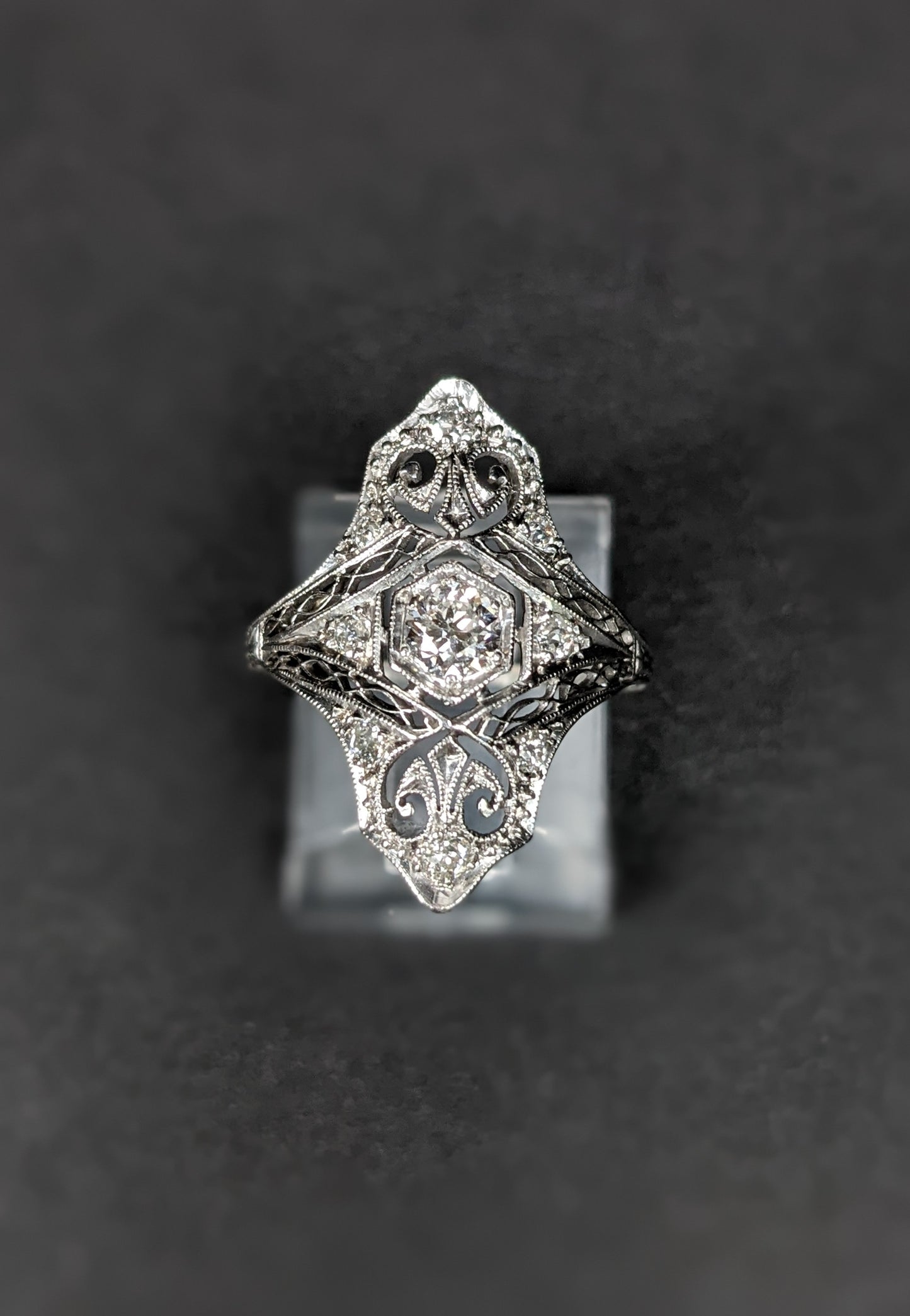 Platinum and diamond bridge ring