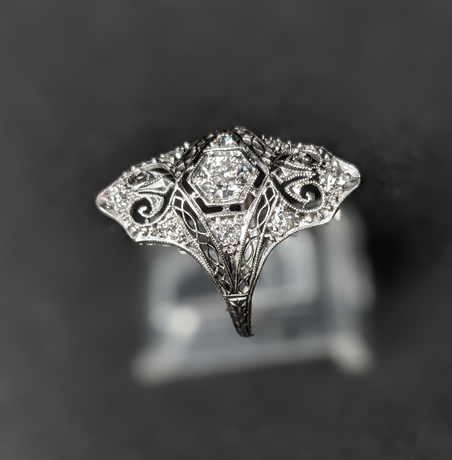Platinum and diamond bridge ring