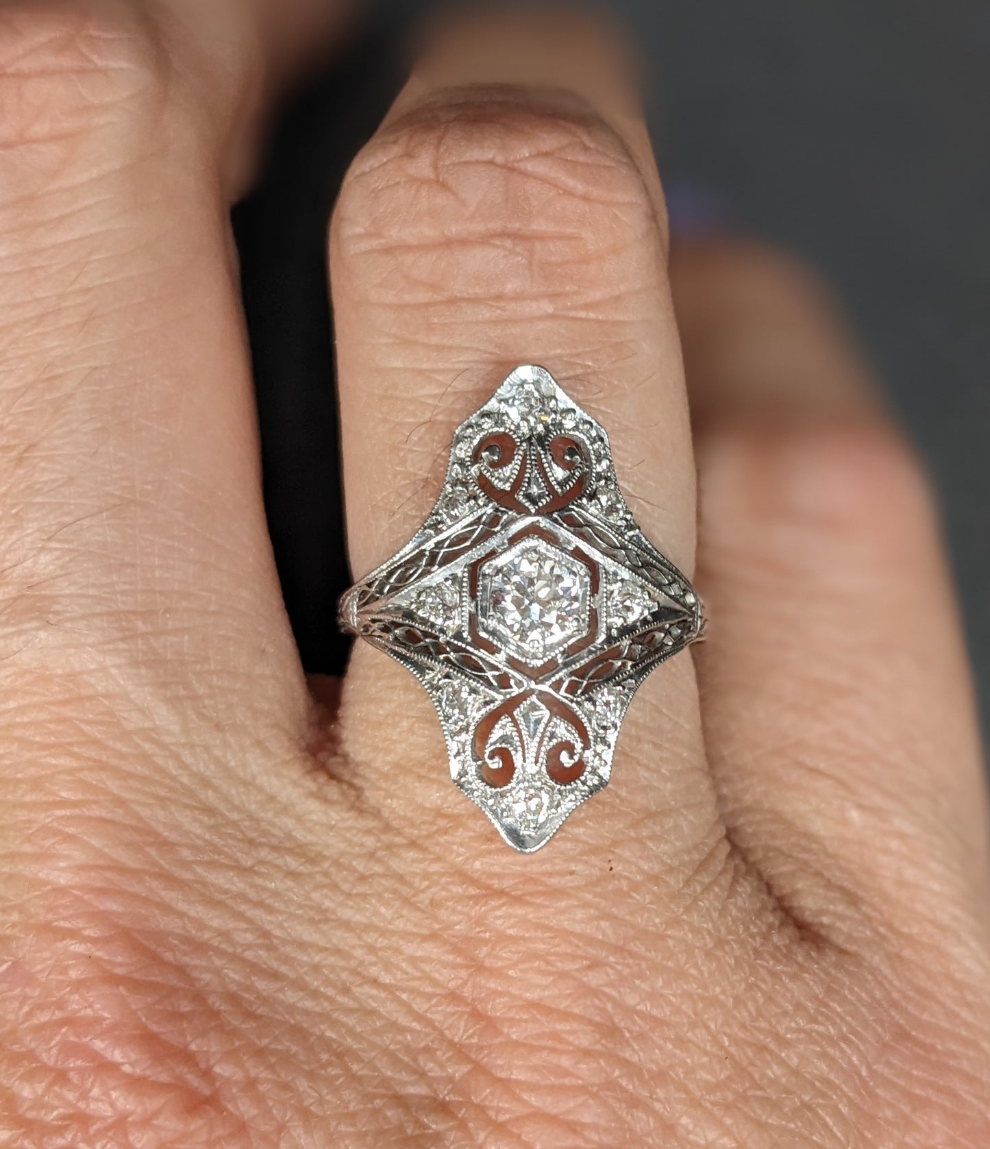 Platinum and diamond bridge ring