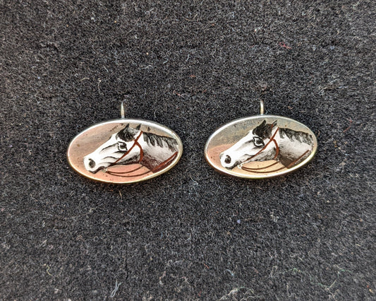 Sterling enamel horse earrings
