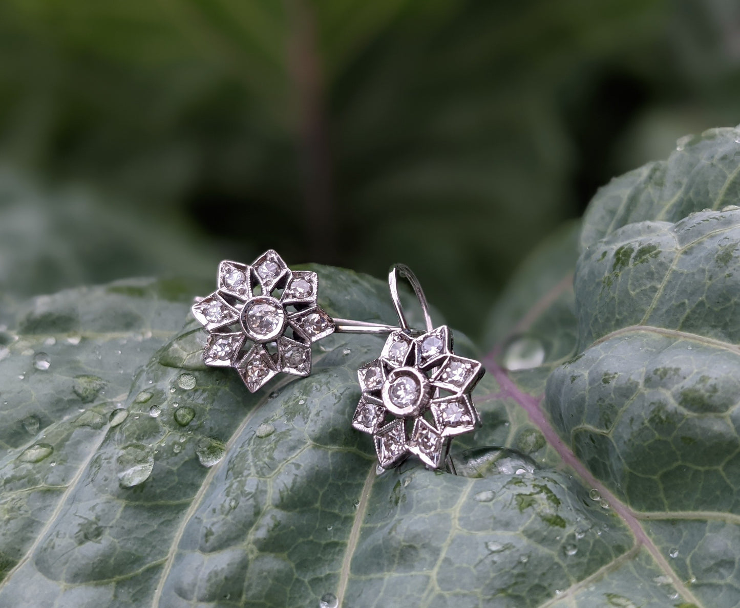 14k white gold diamond conversion earrings