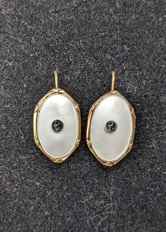 Mother of pearl and sapphire earrings
