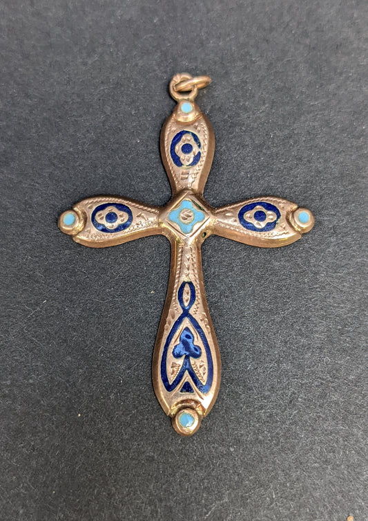 Large rose gold enamel Cross
