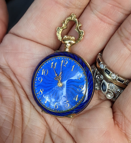 18kt Enamel pocket watch French