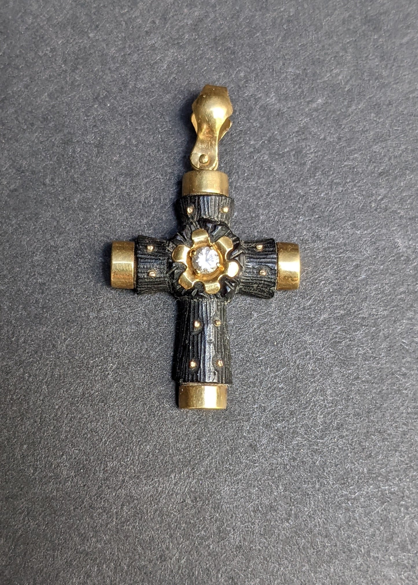18k Bog Oak and diamond Cross