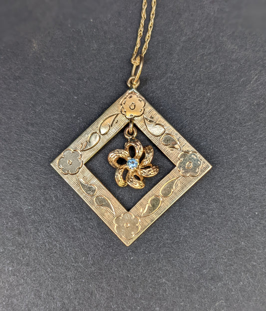 14k Conversion Necklace With Flower Dangle
