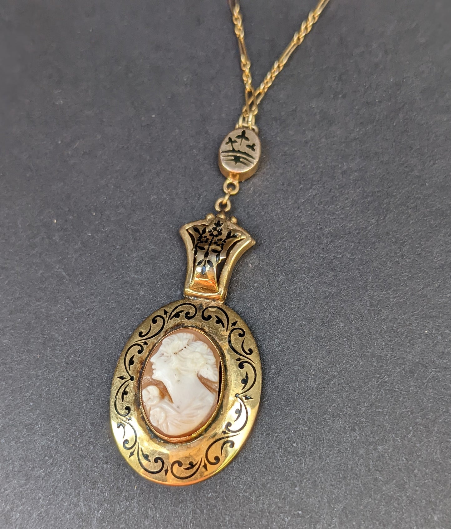 14k Cameo and Enamel Necklace