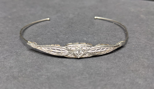 14k Filigree and Diamond Bangle Bracelet