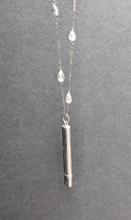 English sterling hallmarked pencil on rutilated quartz
