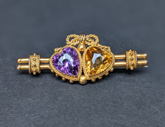 Lovely Scottish Double Heart Brooch