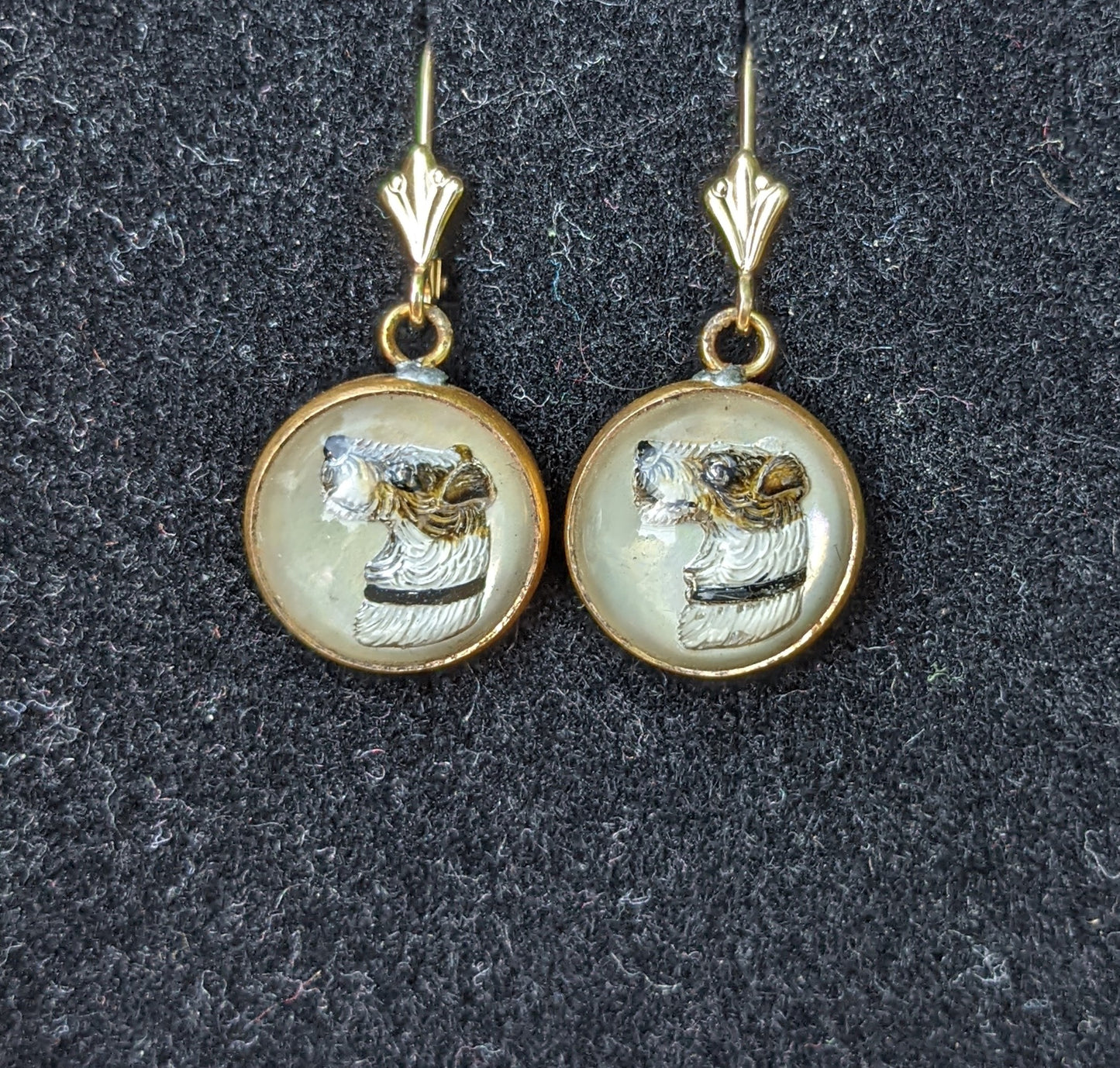 Essex crystal 14kt terriers fleur de lis earrings