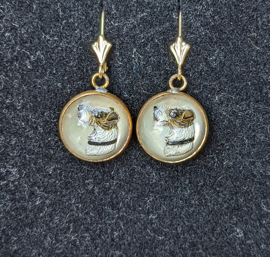Essex crystal 14kt terriers fleur de lis earrings