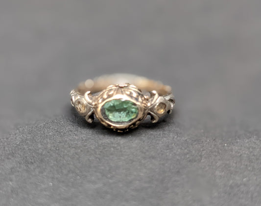 Georgian Aquamarine sterling and gold ring