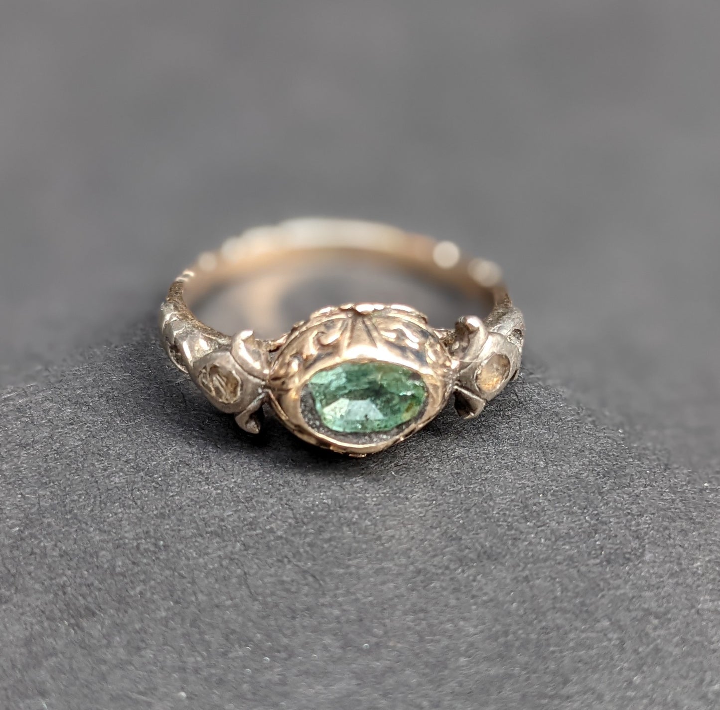 Georgian Aquamarine sterling and gold ring