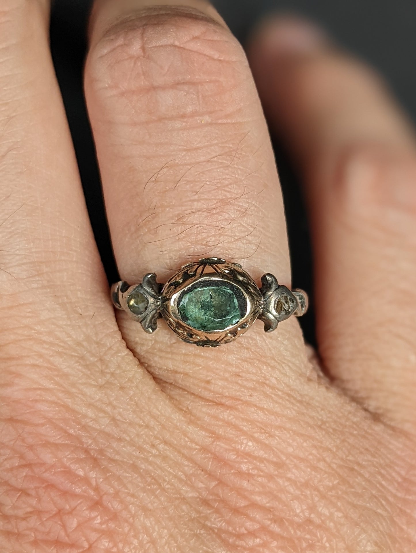 Georgian Aquamarine sterling and gold ring