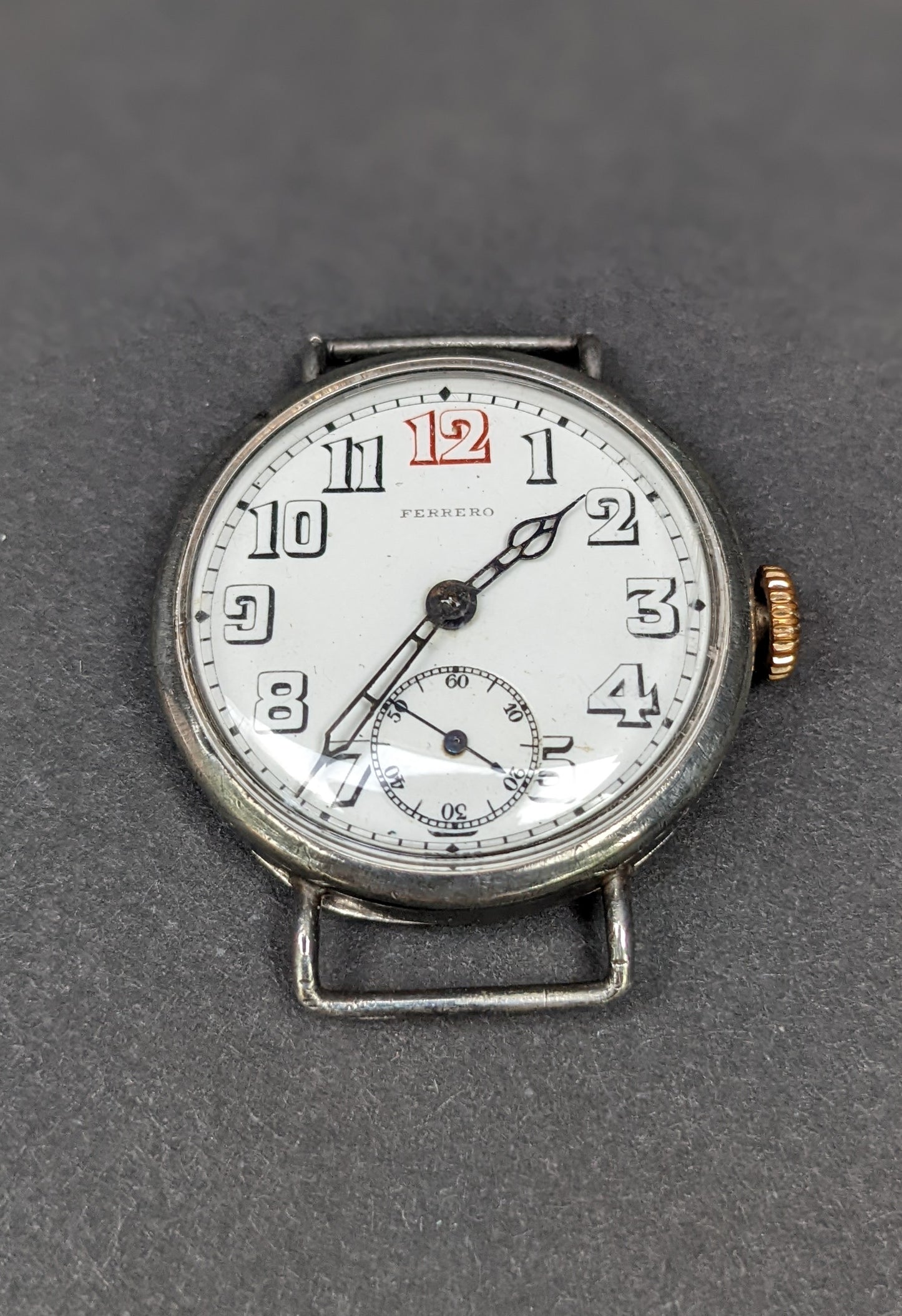 WWI trench watch in sterling silver case