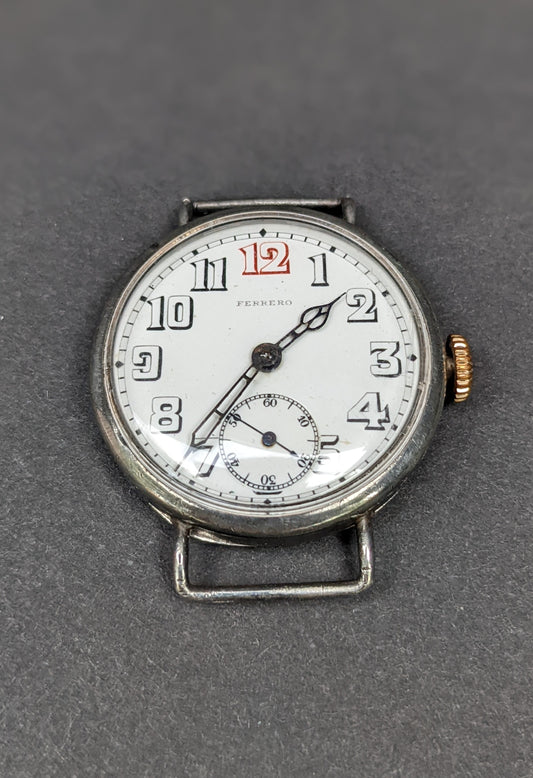 WWI trench watch in sterling silver case