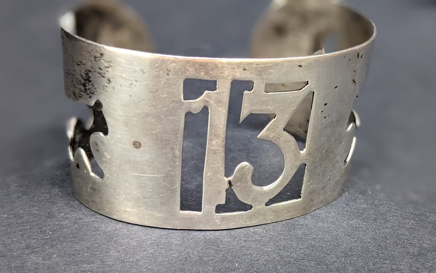 1930's French sterling lucky number 13 bracelet