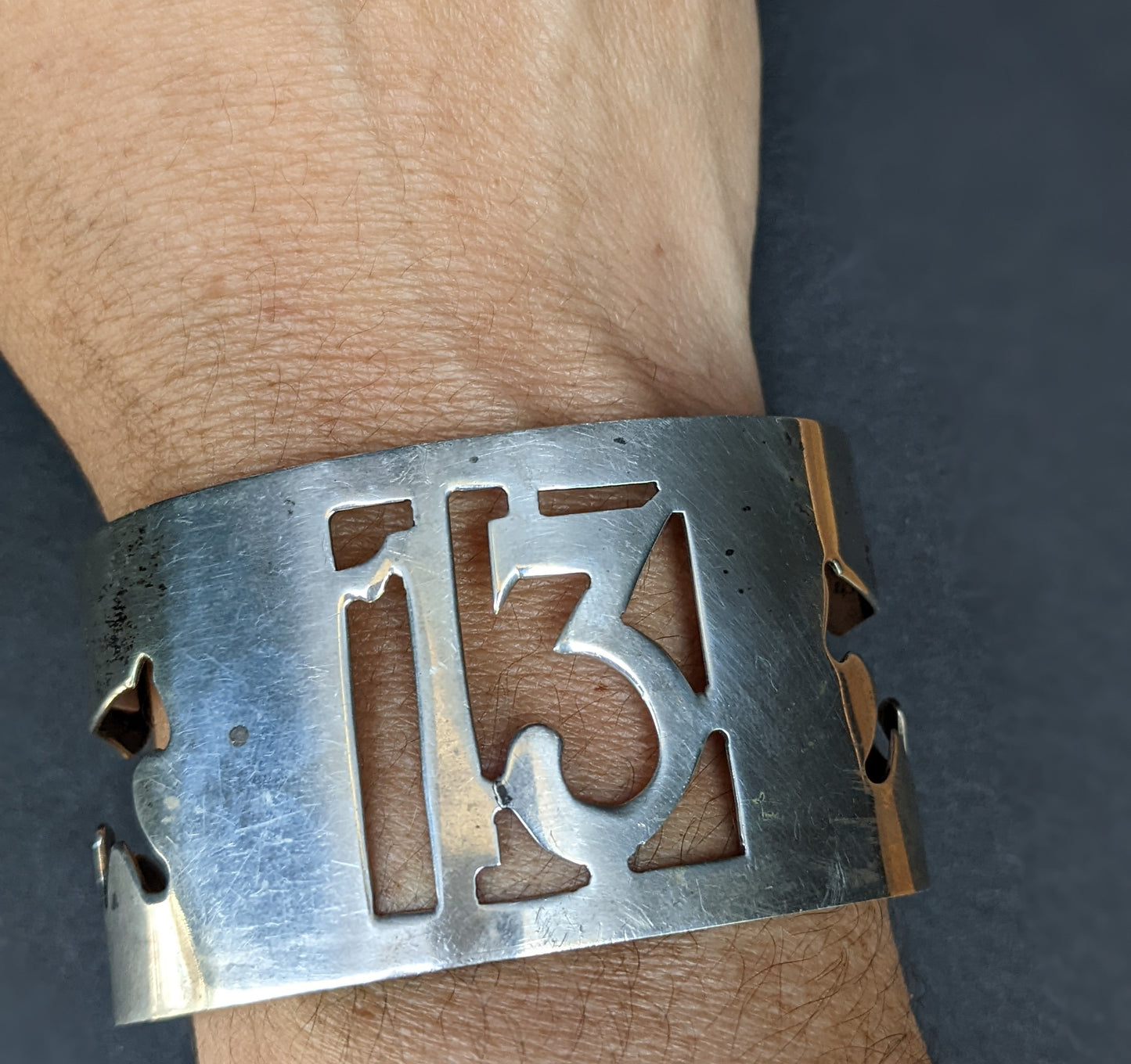 1930's French sterling lucky number 13 bracelet