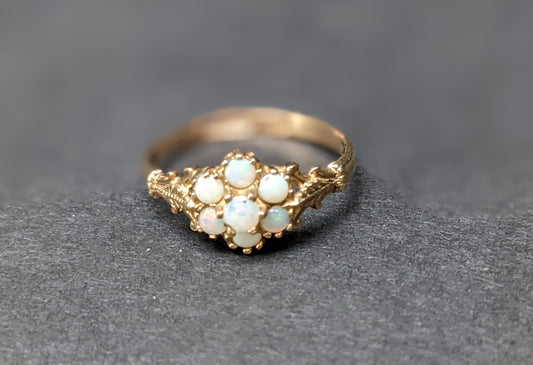 English opal cluster ring
