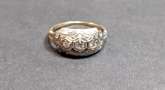 Art deco 3 stone diamond ring
