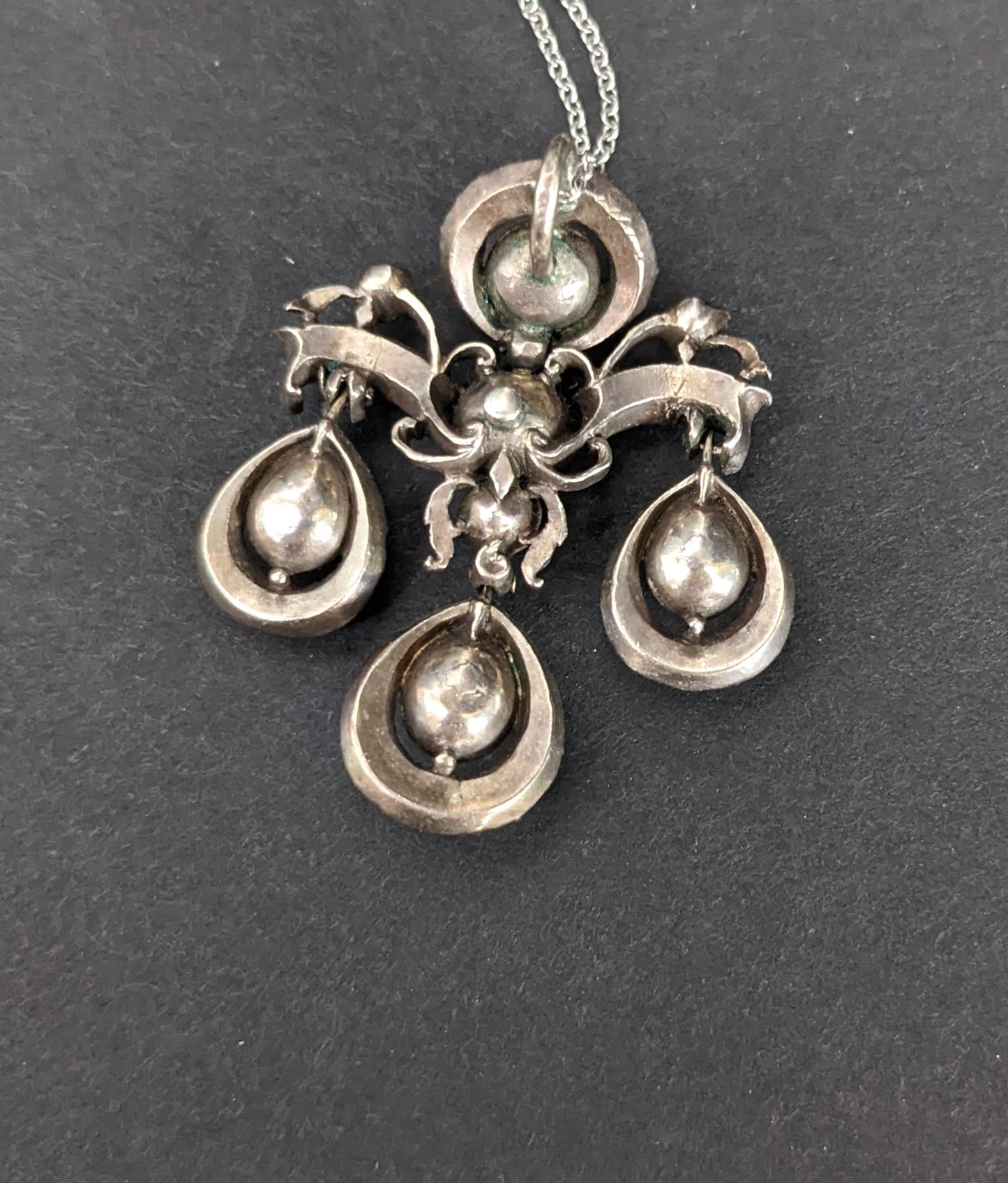 Georgian ruby sterling necklace with untreated ruby and diamond