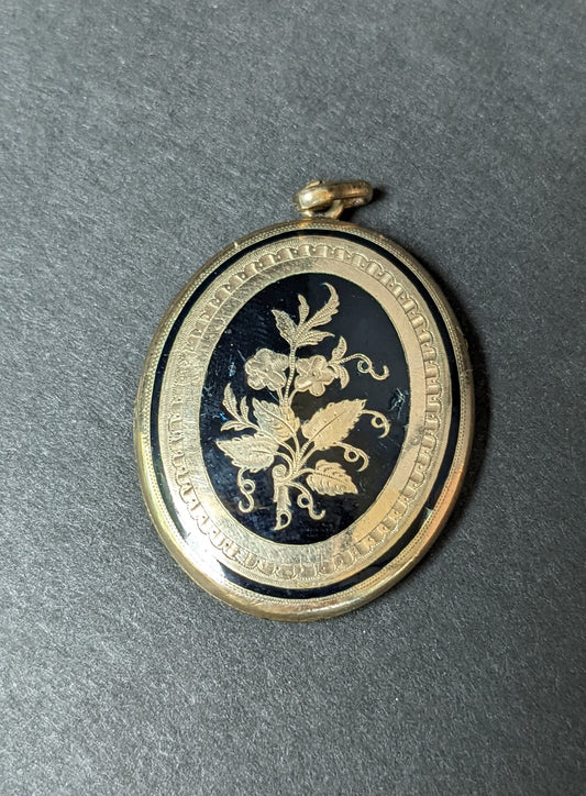 German mourning locket with black enamel