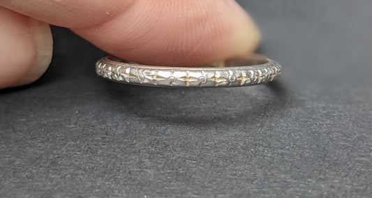 Antique platinum band with hand engraving (9)