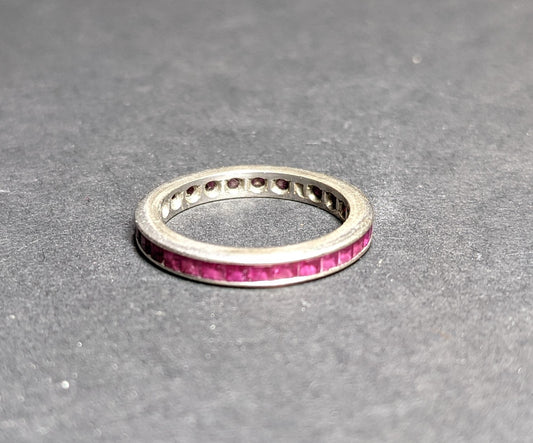 French cut ruby white gold eternity band