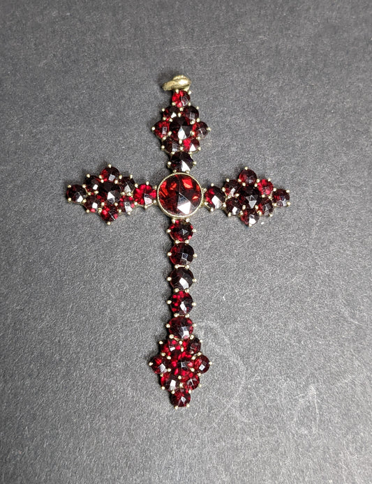 Large Bohemian Garnet Cross