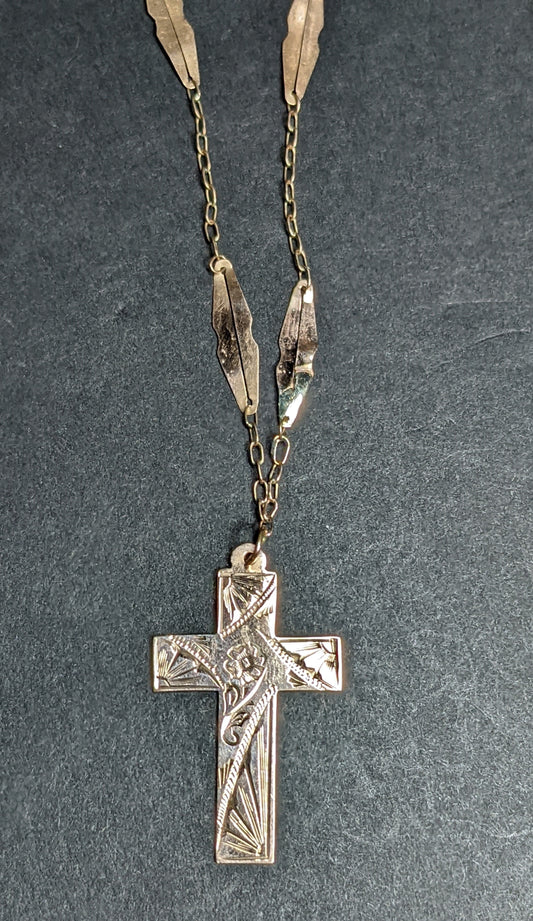 Hand engraved Cross on original handmade chain