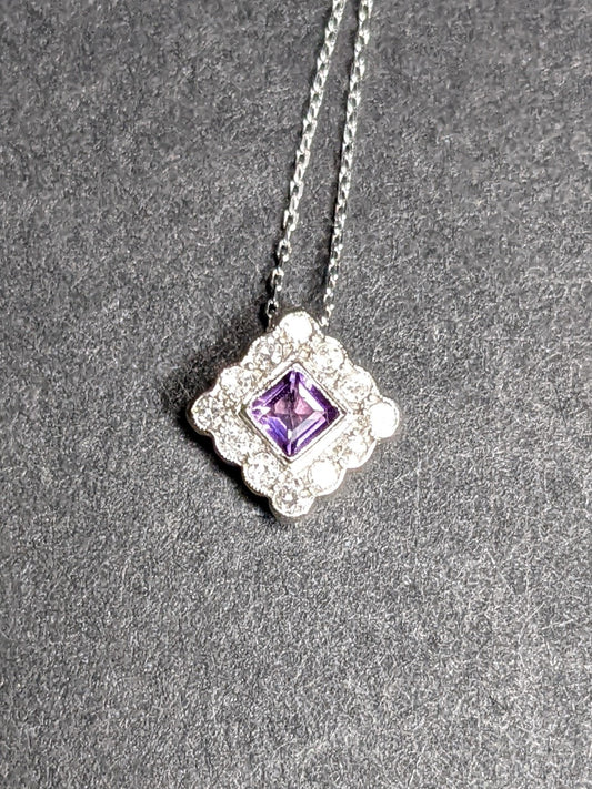 German 14k morganite and diamond necklace 1920's