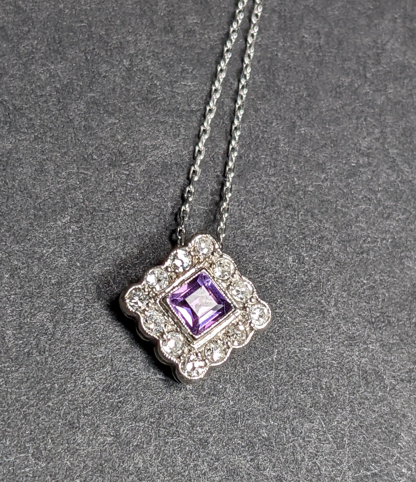 German 14k morganite and diamond necklace 1920's