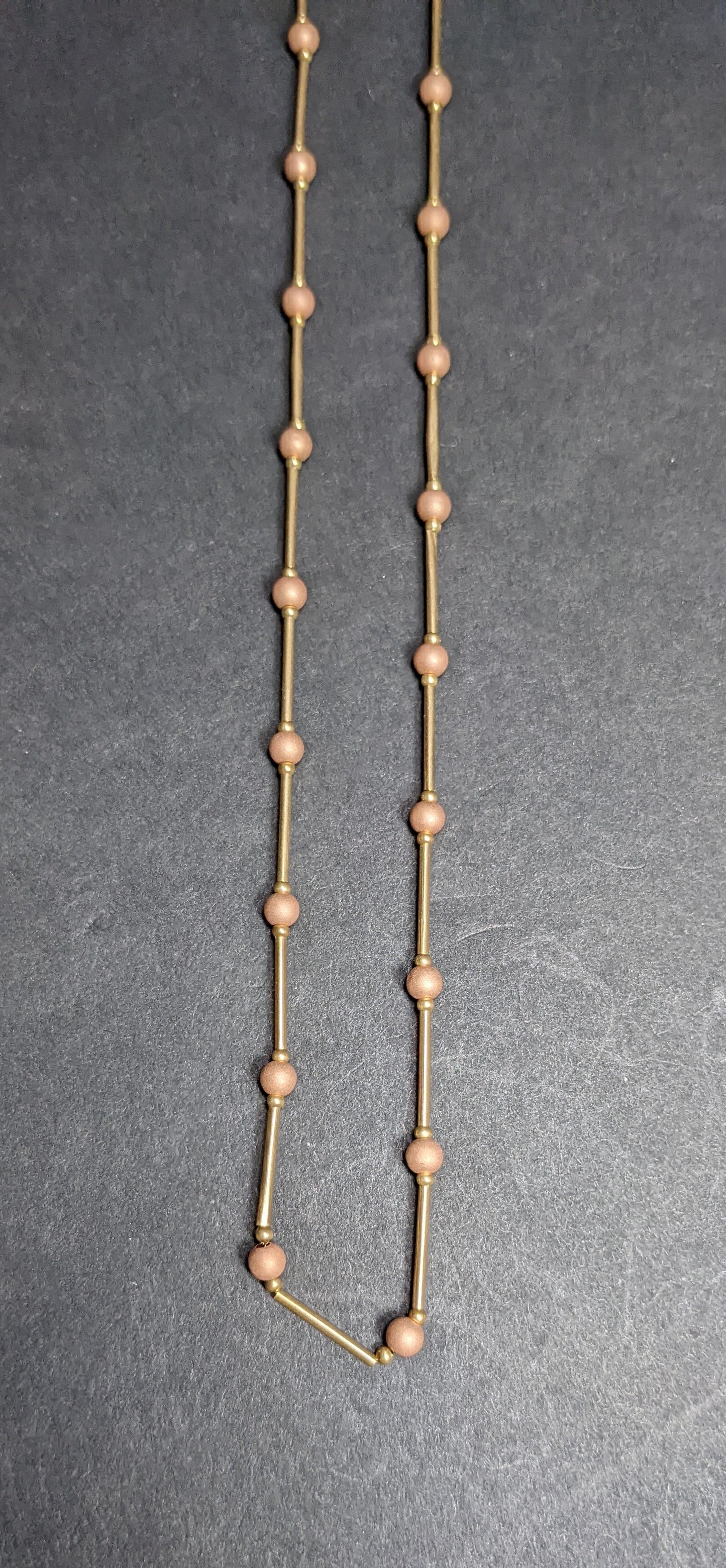 Estate 14kt bead and bar necklace rose and yellow gold