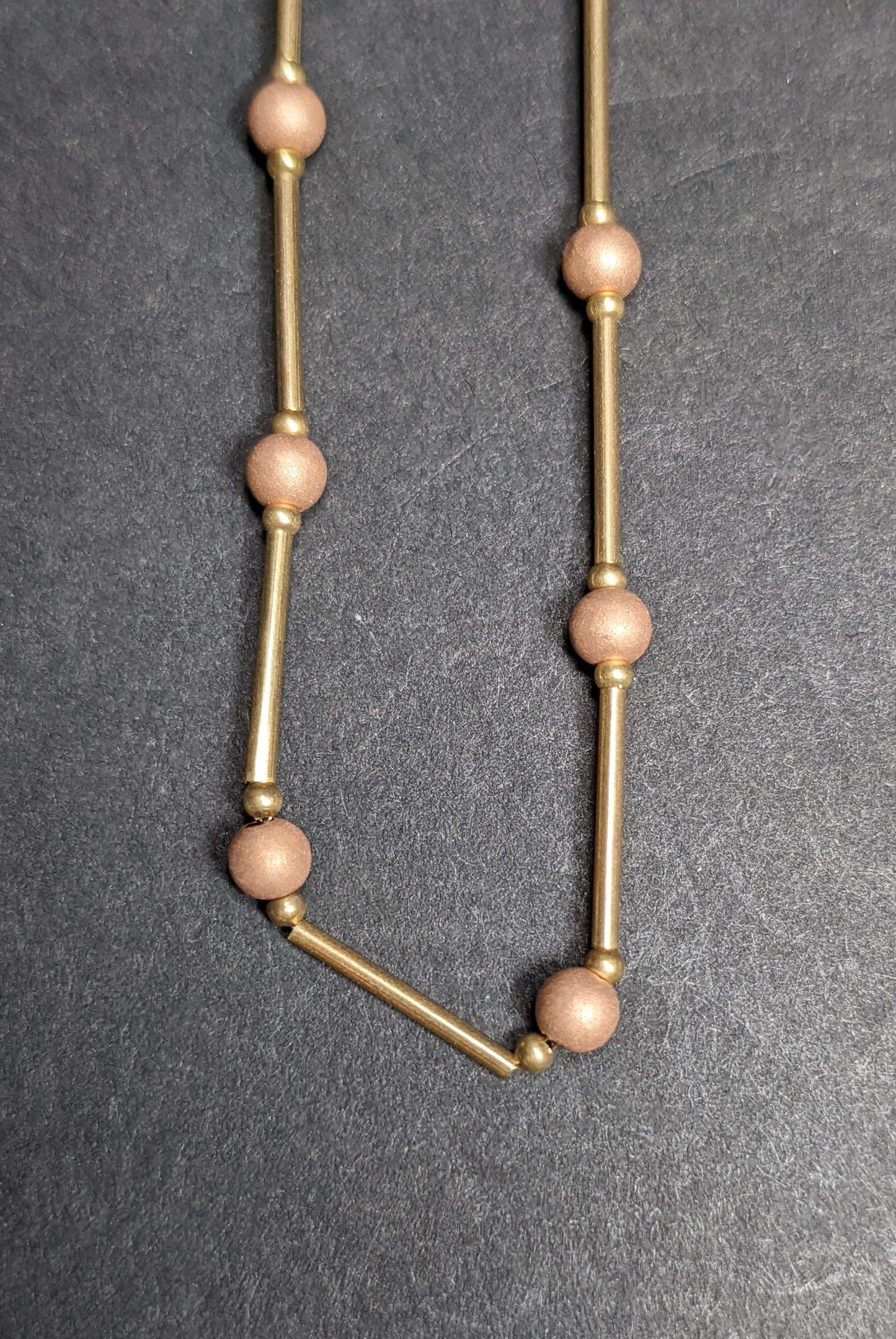 Estate 14kt bead and bar necklace rose and yellow gold