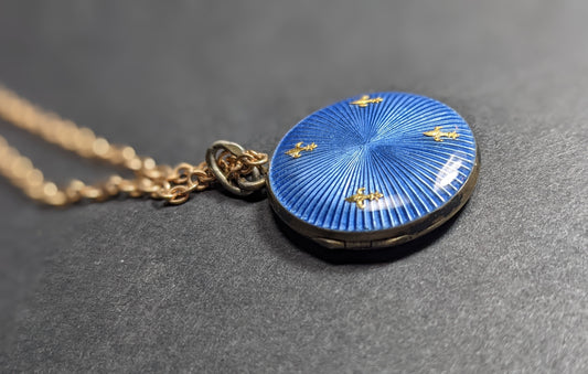 French sterling guilloche enamel locket