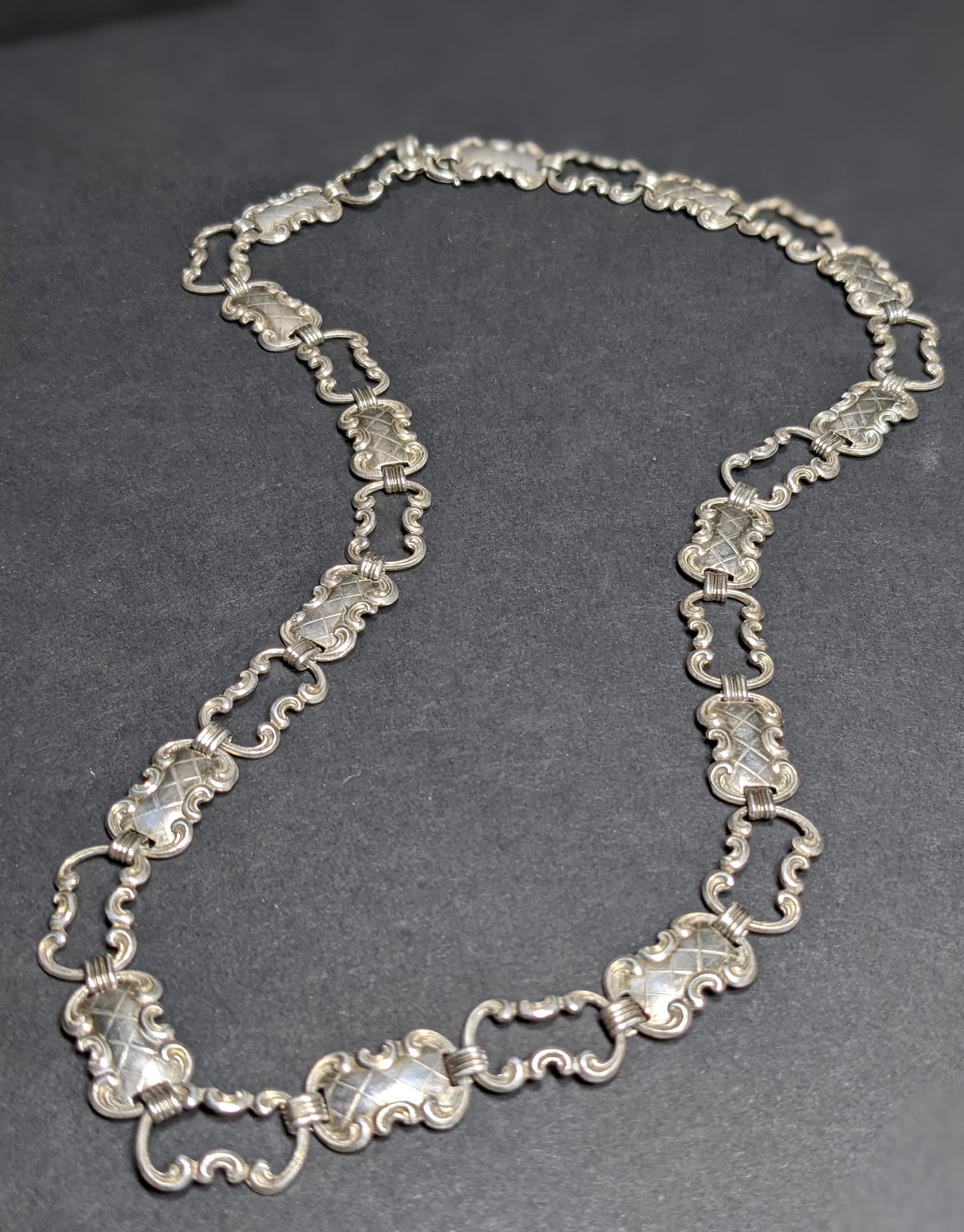 Continental Silver Openwork and Panel Necklace
