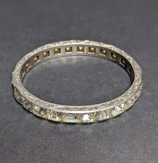 Art Deco Sterling French Cut Crystal Bracelet