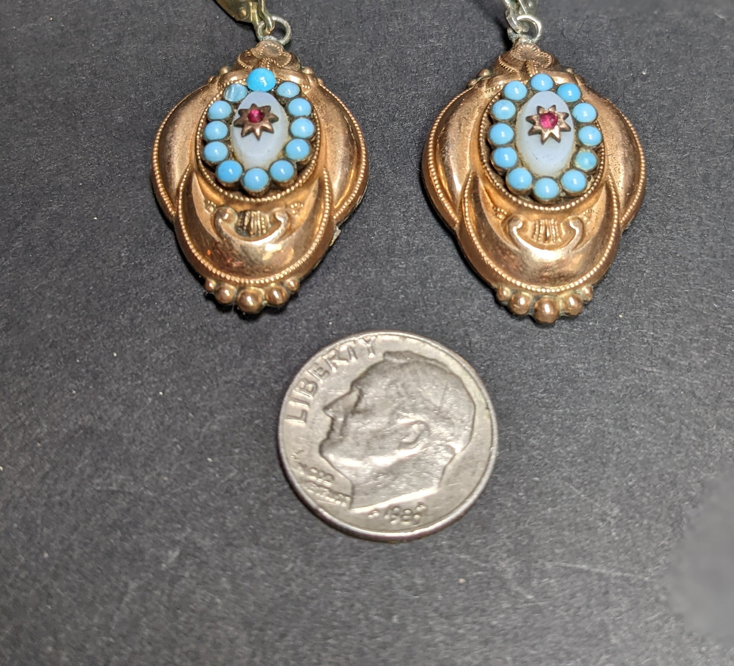 Victorian Turqouise and Ruby Earrings