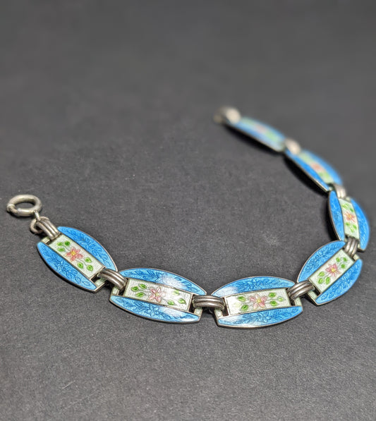 Sterling Enamel Panel Bracelet 1920's