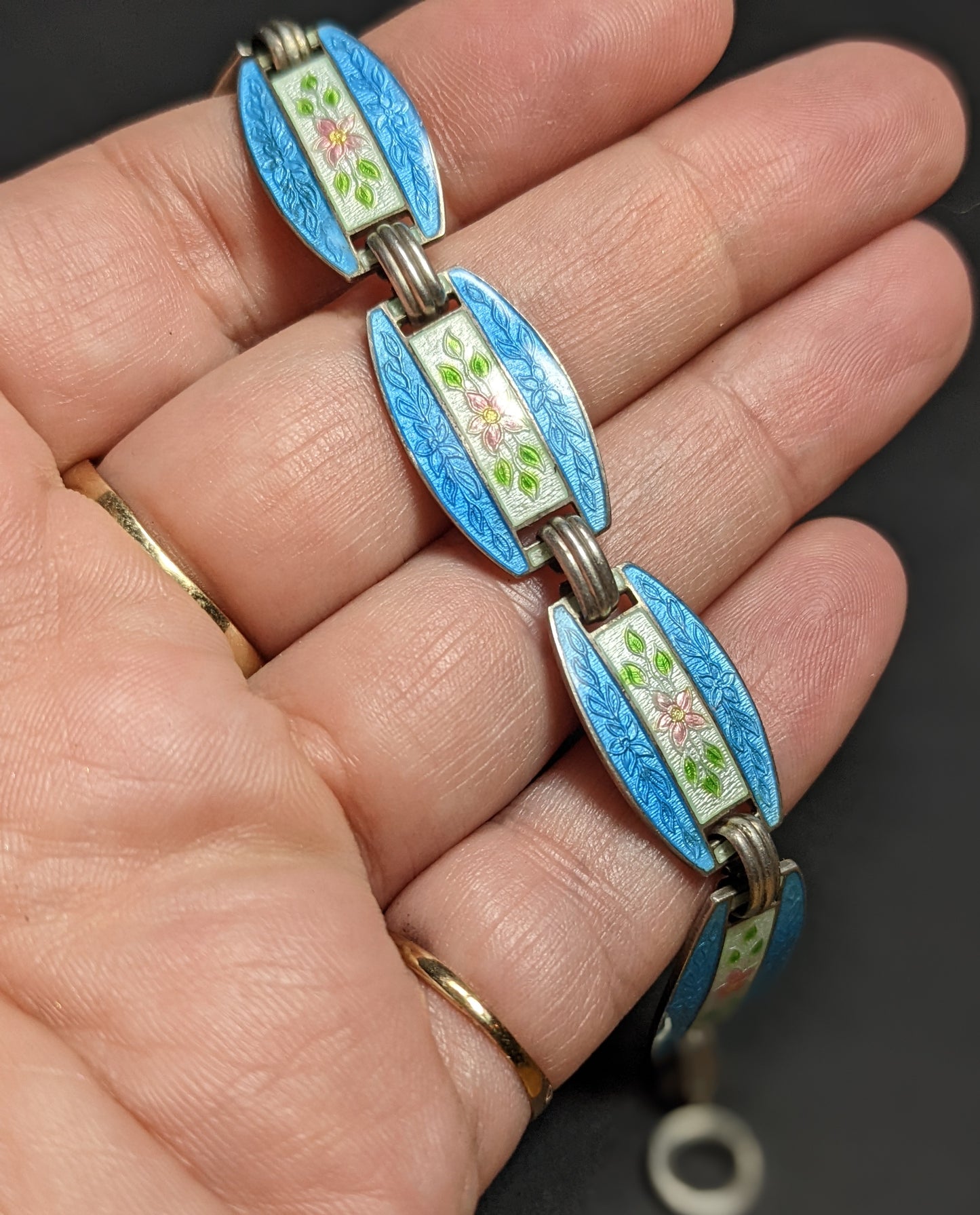 Sterling Enamel Panel Bracelet 1920's