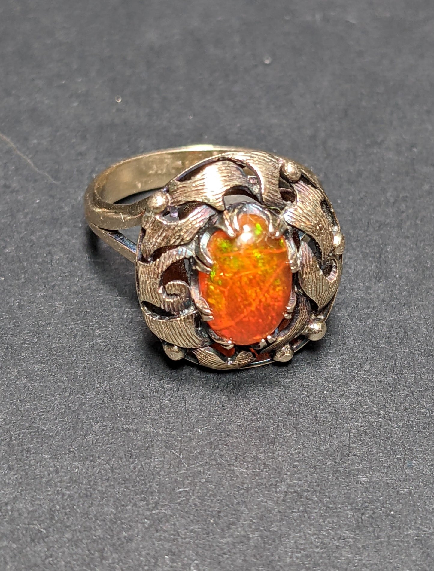 Arts and Crafts 14k amber ring