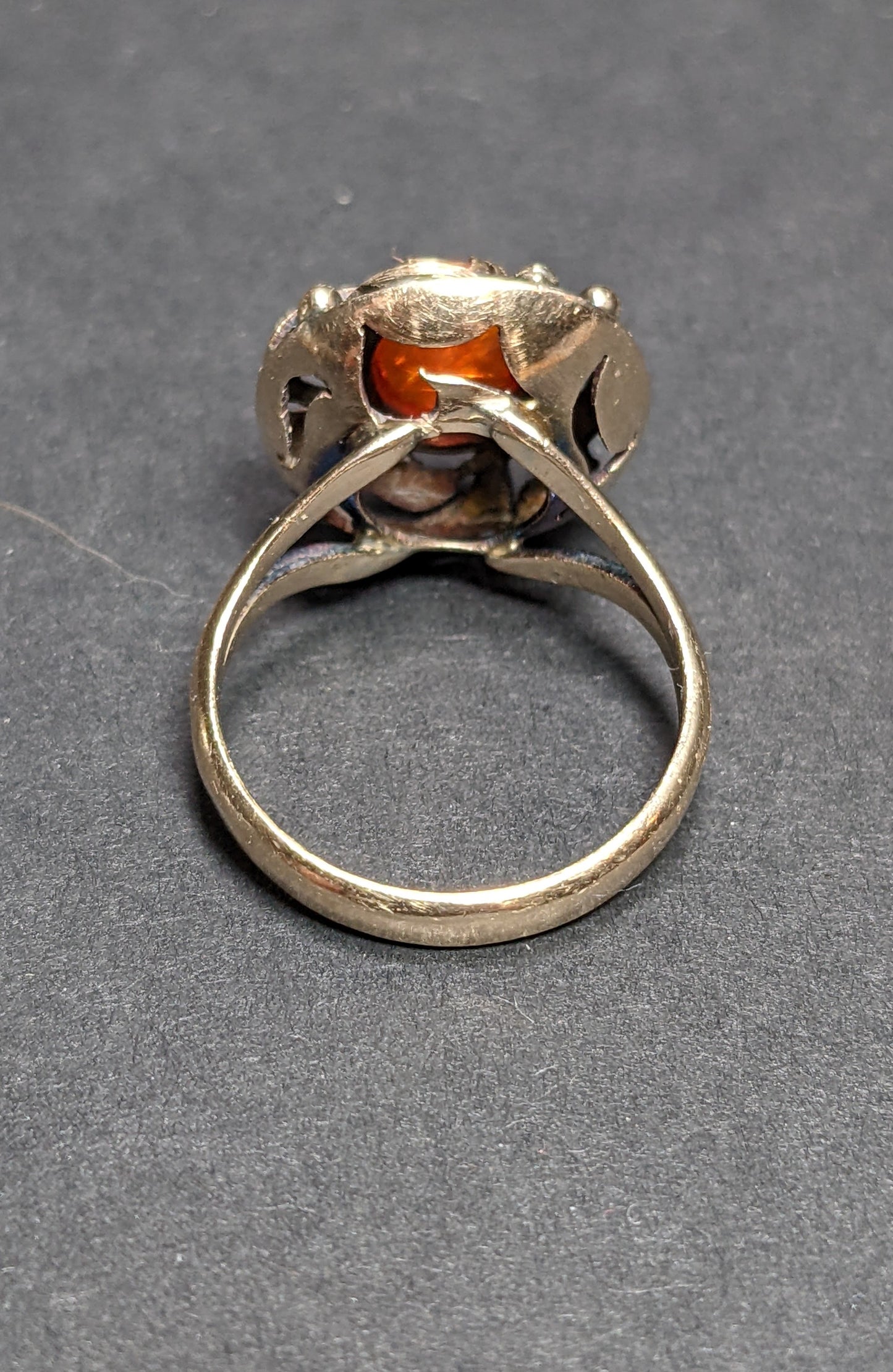 Arts and Crafts 14k amber ring