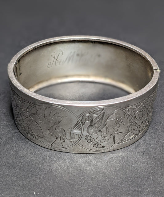 Victorian Aesthetic period wide bird bangle