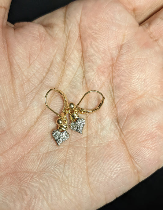 Estate pave diamond heart earrings
