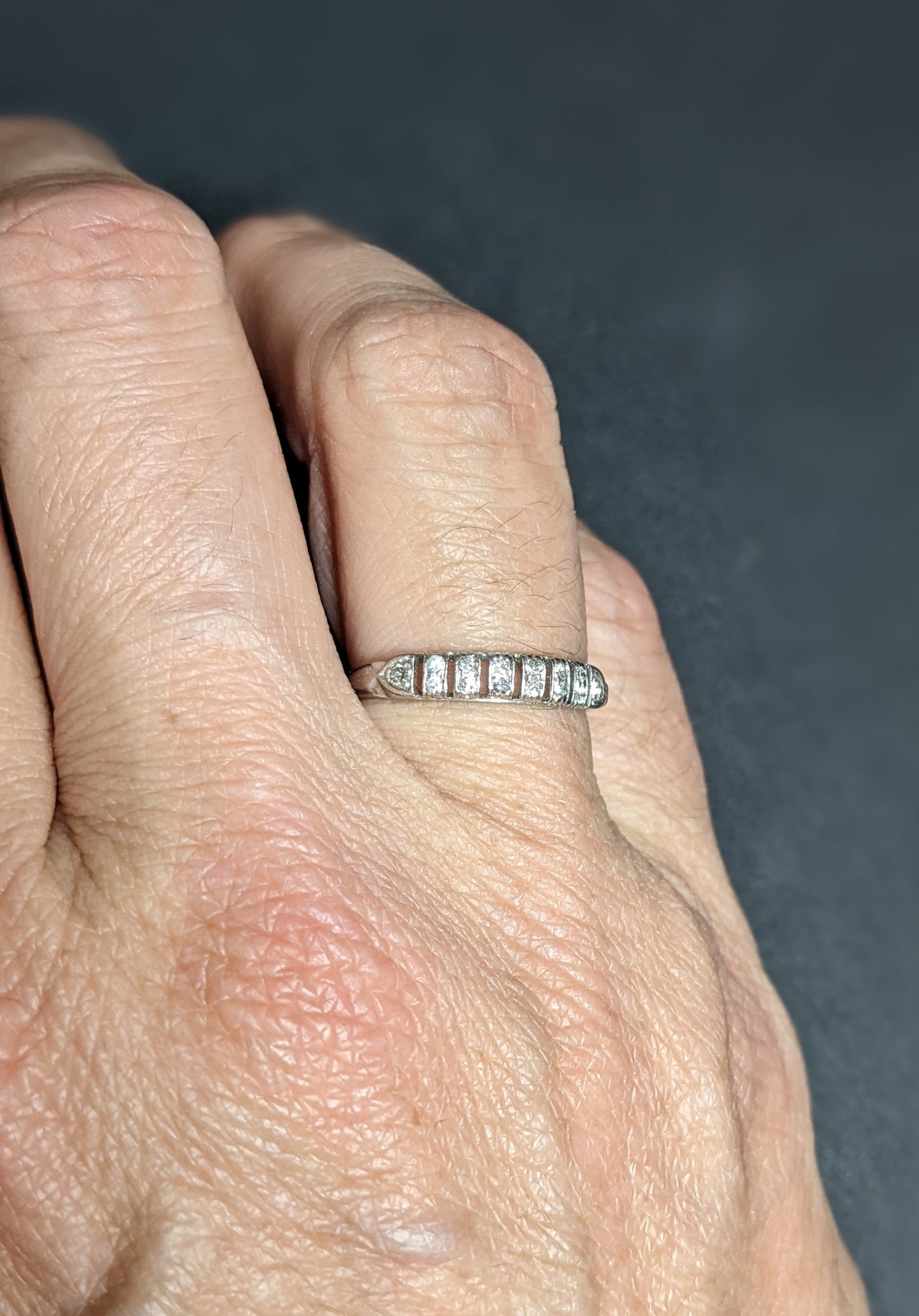 Art Deco platinum and diamond half band