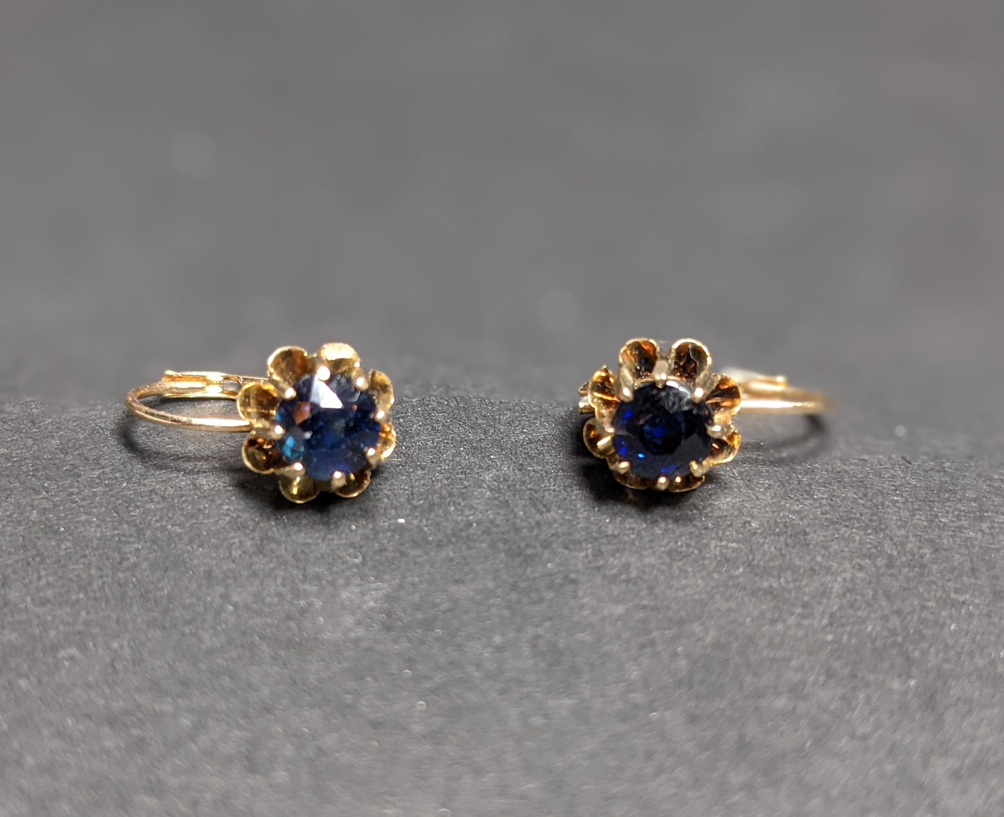 Sapphire shirt studs converted to leverback earrings