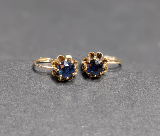 Sapphire shirt studs converted to leverback earrings