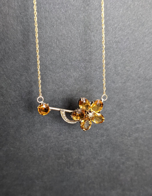 Victorian Citrine and Seed Pearl Necklace