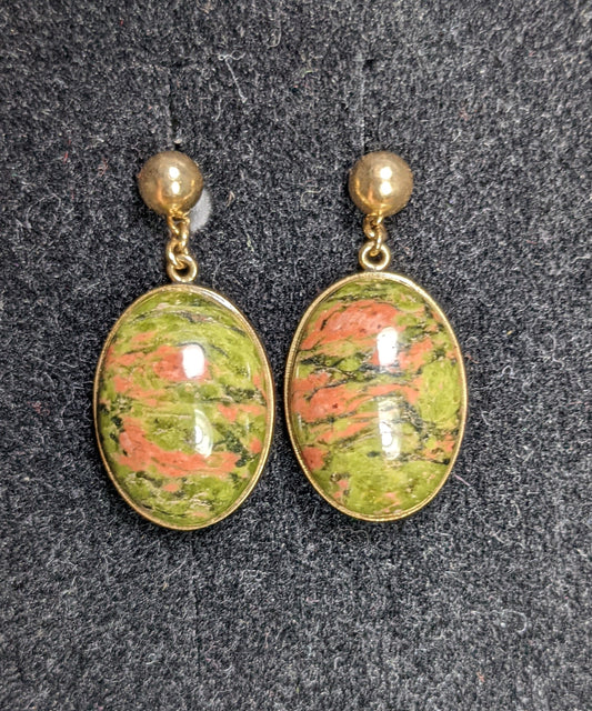 14k vintage agate earrings